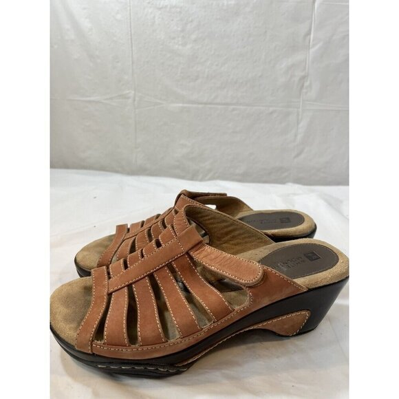 White Mountain Mast Clog Wedge Nubuck Leather Sandals Nutmeg SIZE 8 - Picture 7 of 16